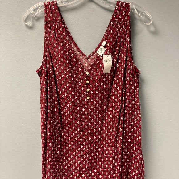 Gap Maternity Small Print Red V-neck Tank NWT - Picture 2 of 6